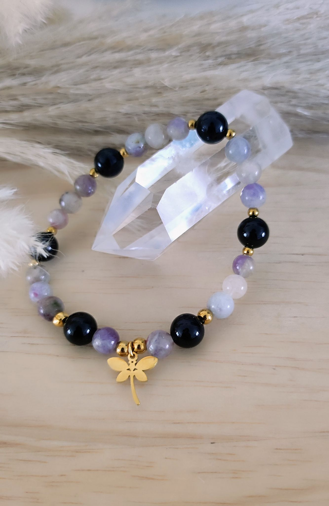 Bracelet "Protection et guérison du coeur" Tourmaline noire et Rubellite