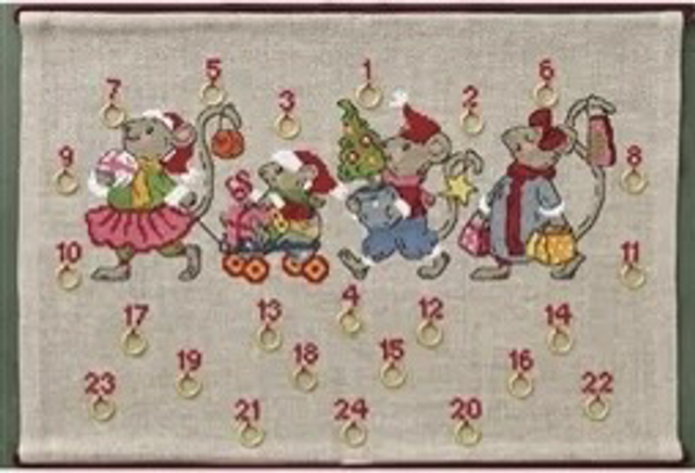 Permin Parade of Mice Advent Counted Cross Stitch Kit