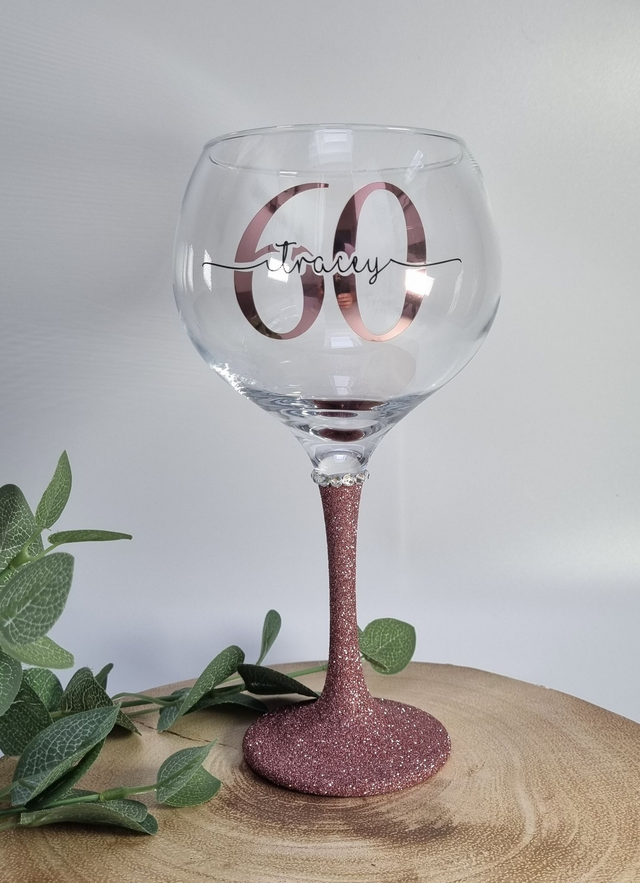 Personalised Glitter Gin Glass