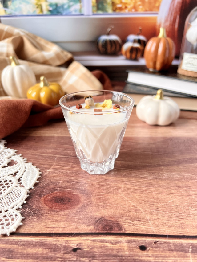 🍁 Bougie Plaid chaleureux - verre "facettes"
