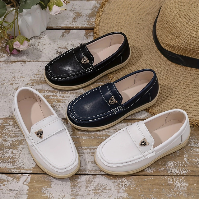 Boys' Stylish Metal Leopard Head Decor Loafers