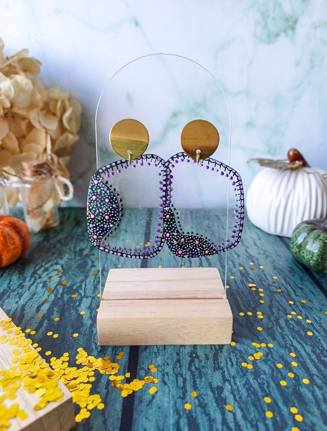 Collection Céleste - Boucles d'oreilles verres de lunettes - nuances de violet