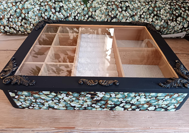 Boîte à bijoux - papier washi - fleurs de prunier - bambou - verre - moulures - La&Titia