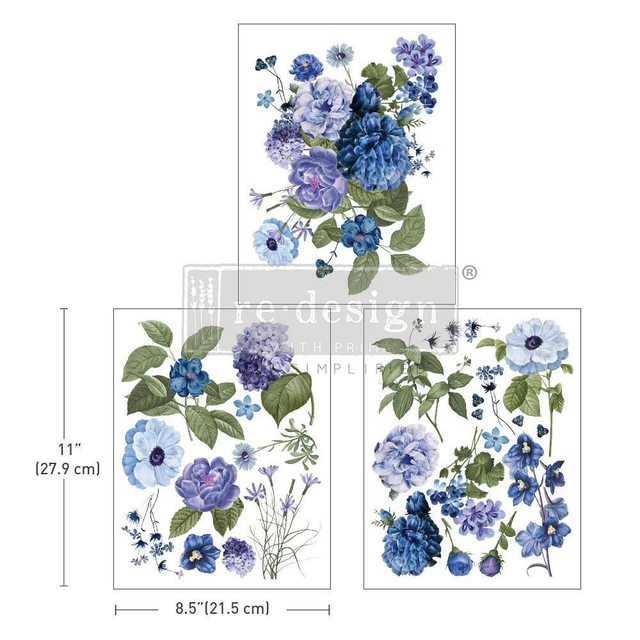 A4 Re-design Decor Transfer - Blue Gardens