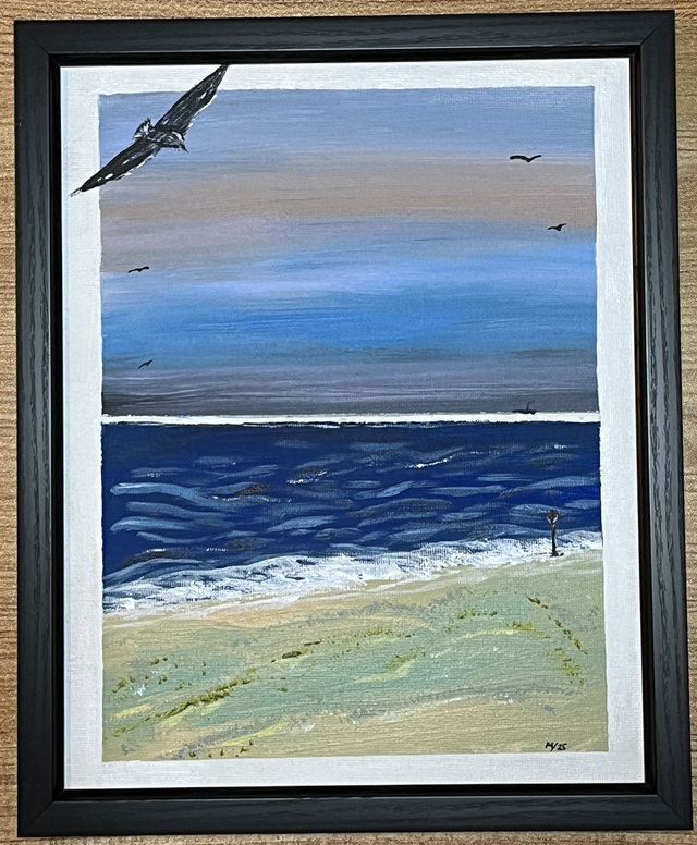 Acrylic Painting - Morning Beach with Gull