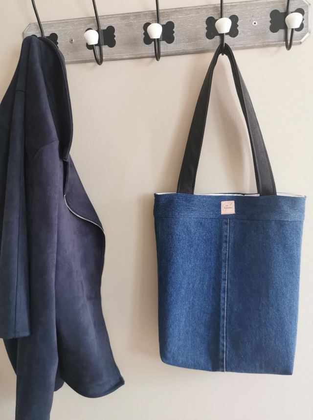 Sac #22 Jean et drap ancien - Grande poche 