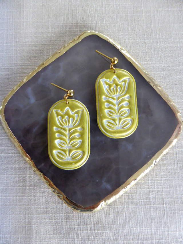 Boucles d&#039;oreilles ovales - Crème d&#039;or