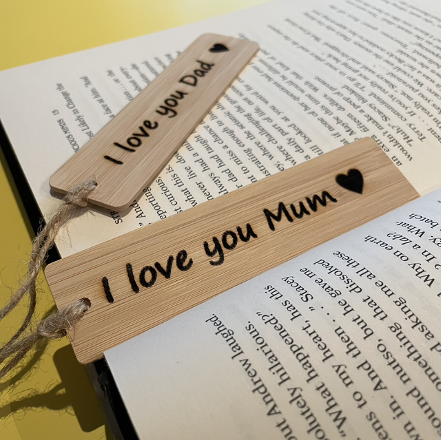 “I love you Mum/Dad” Laser Engraved Bamboo Bookmarks