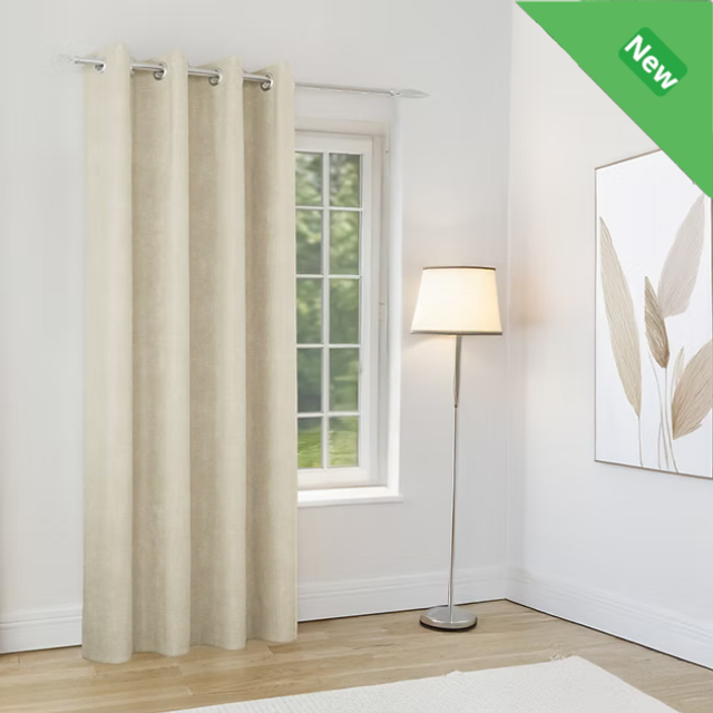 Enhanced Living Knightsbridge Cream Chenille 100% Blackout Thermal Readymade Door Curtains