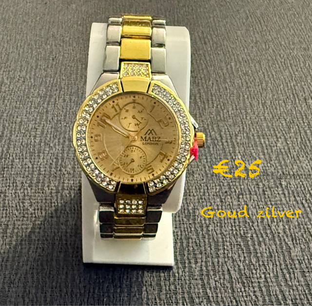 Dames horloge goud met zilver