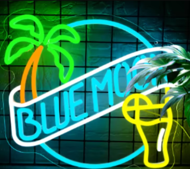 LED lamp neon stijl Blue Moon (35x33.3cm)