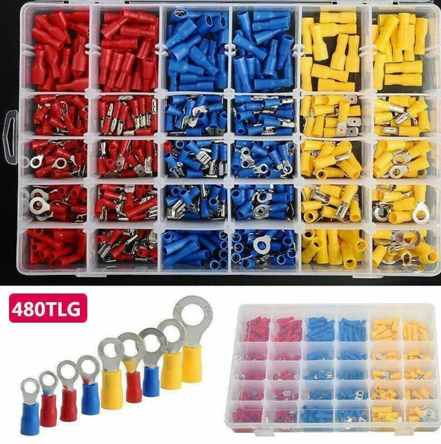 480 Cosse Electrique plates Connecteurs Isolées à Sertir Assortiment sertissage