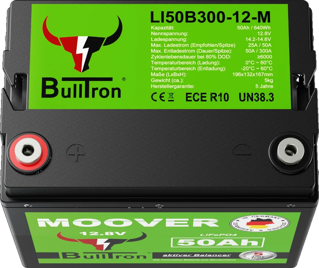 050Ah BullTron Mover LiFePO4 12.8V (auch mit 10A Ladegerät erhältlich)