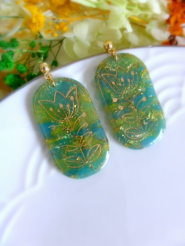 Boucles d'oreilles ovales - Jardin d'or