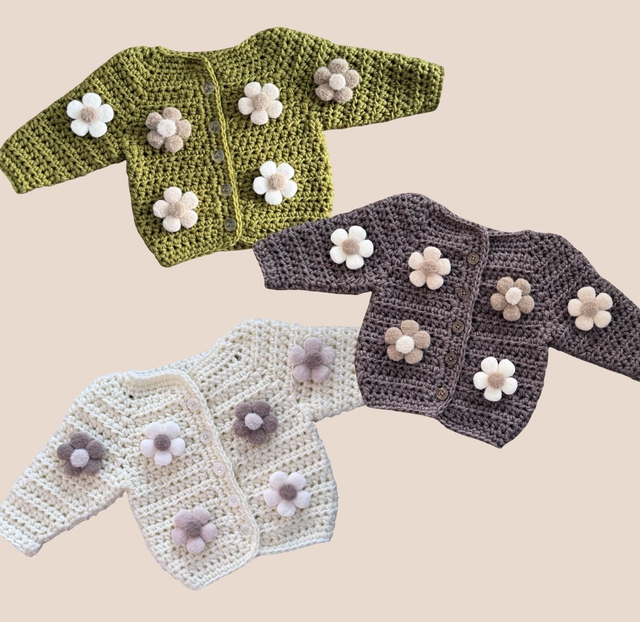 Flower Cardigan (Neutral Flowers)