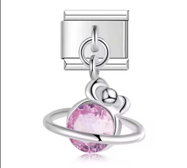 Charm Saturno Rosa Colgante