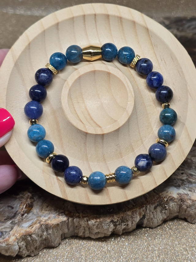 Bracelet Sodalite et Apatite en 0,8 cm