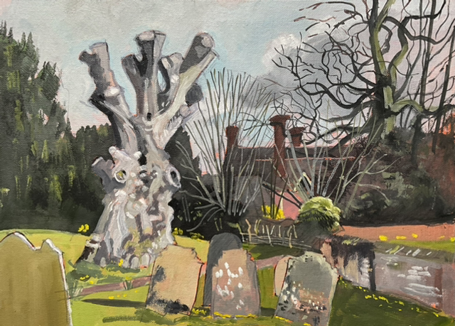 Totem at St. Peter’s, Hutton. 14x10” oil on canvas board.