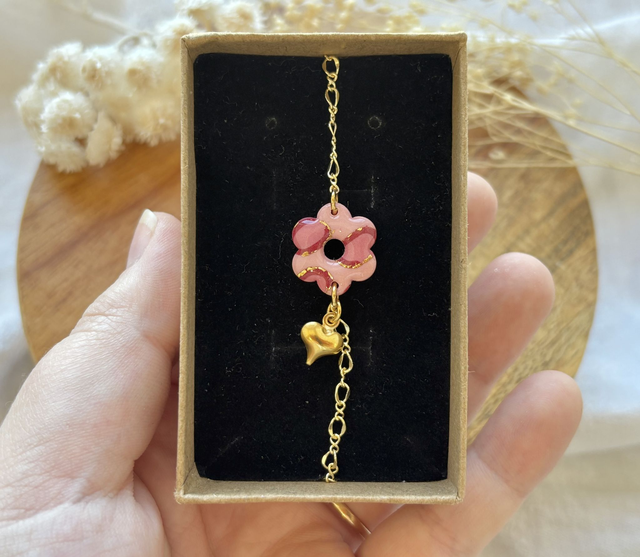Bracelet fleur LÉOPARD ROSE