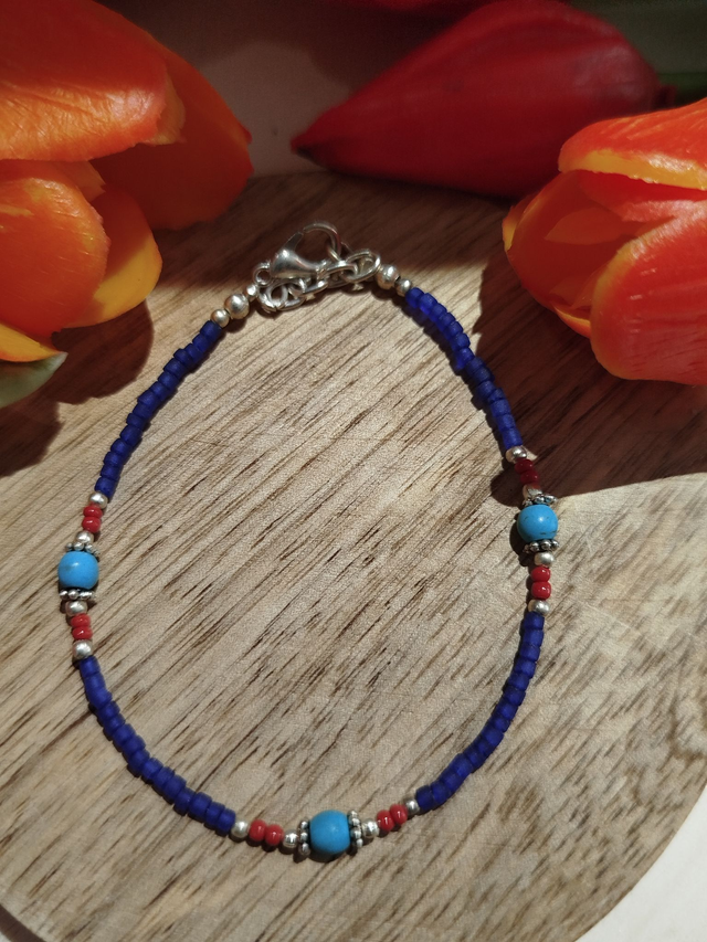 Bracelet Eté Onyx bleue et Turquoise