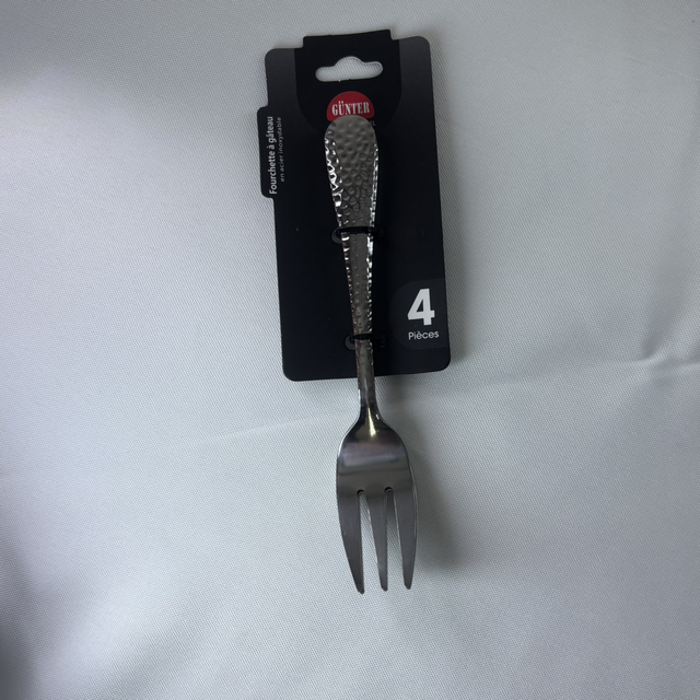 Fourchette à gâteau martelé par 4 - acier inoxydable 