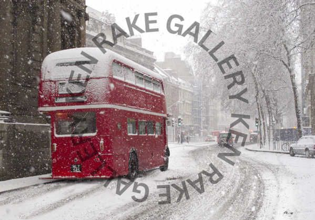   Routemaster Bus in Snow -Aldwych #2