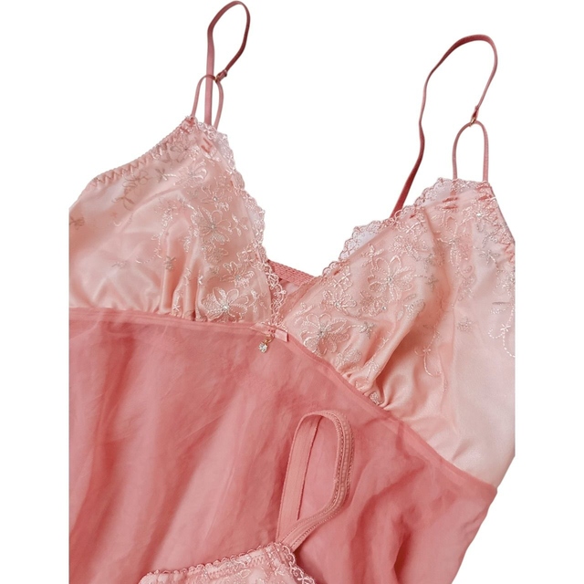 Peach embroidered cups cami + bra + underwear set UK 32B