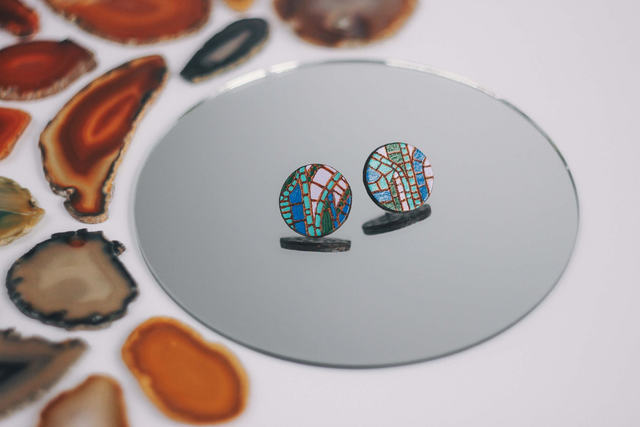 Kolczyki sztyfty z mozaiką