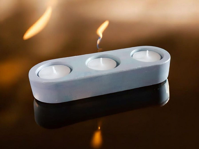 Bougeoir artisanal 3 bougies en plâtre de Paris, unique et personnalisable 