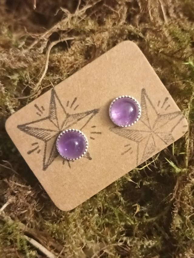 Hand made Amethyst stud earrings