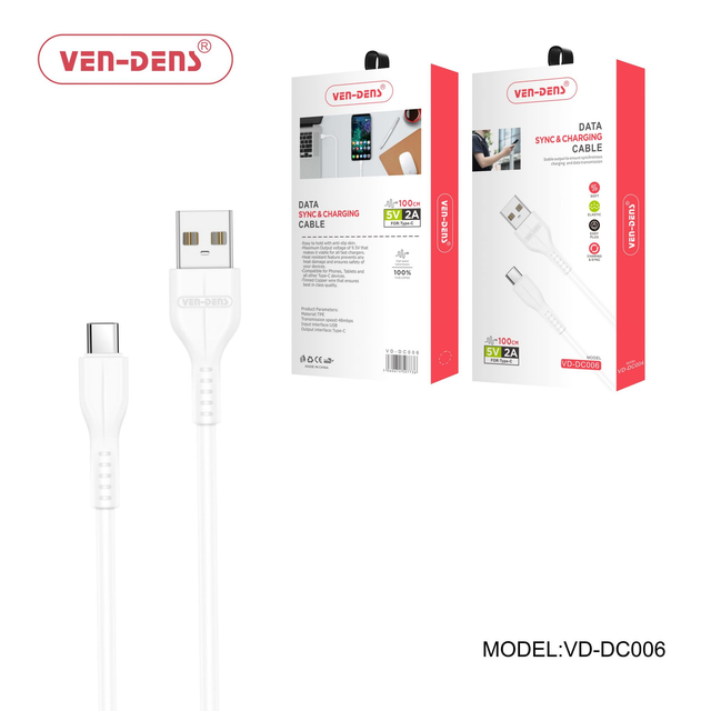 USB to Type C Charging Cable 2A White 1m 2m 3m (Qty 10 )