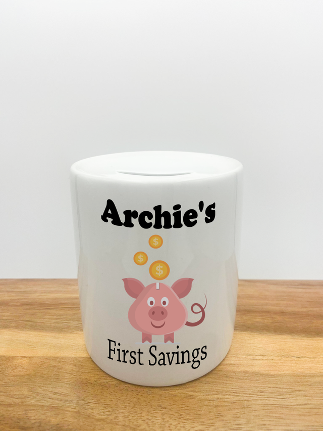Personalised Money Box - First Savings