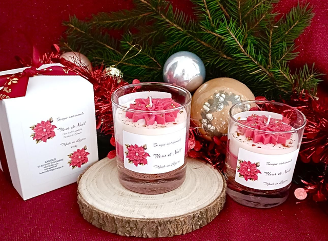Bougie parfumée fleur de Noël 
