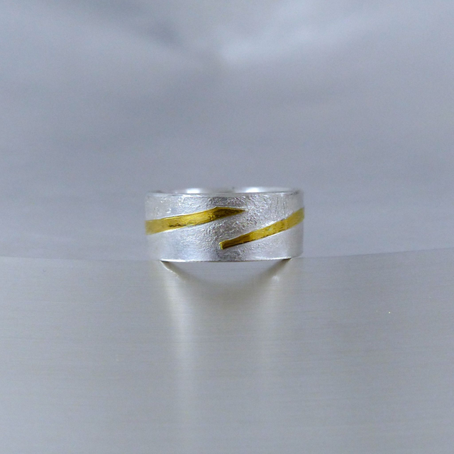 Ring Silber mit Gold 900/- aufgeschweißt