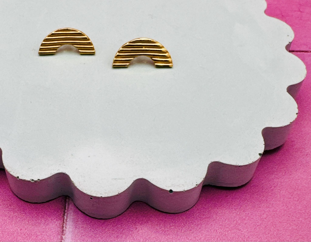 Gold Striped Rainbow Studs