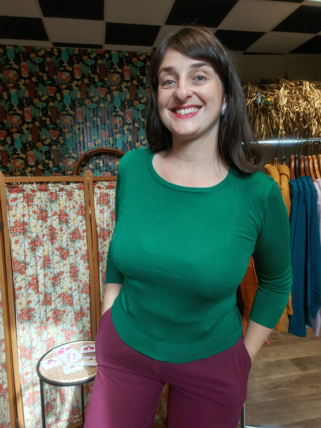 Haut vert manches 3/4