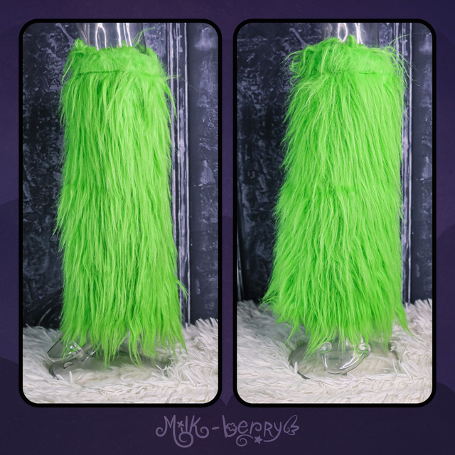 Legwarmers en fausse fourrure verte