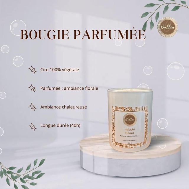 Bougie Parfumée Naturelle - Volupté Florale &amp; Élixir Lotus - Installe une Ambiance Délicate - 180g
