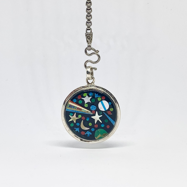 Pendentif Galaxy COLOR OF STARS 3 argent massif et pierres naturelles