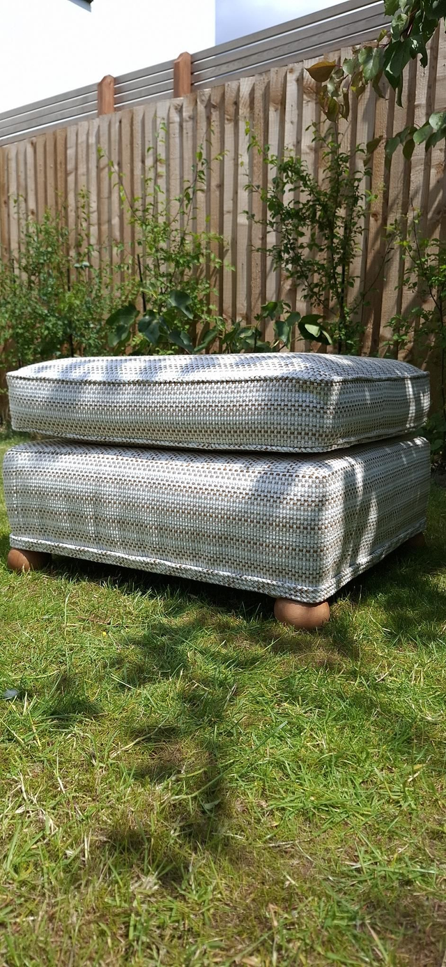 Large Footstool, in Pierre Frey Morea Coco