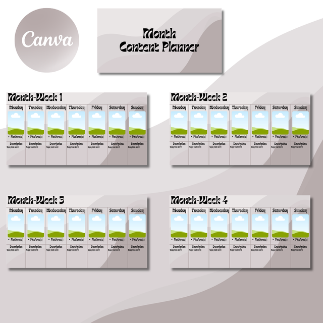 Digital simple Beige Monthly Content Planner Canva Template