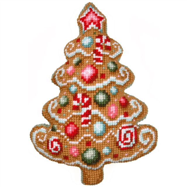 Vervaco Christmas Tree Shaped Cushion Printed Cross Stitch Kit