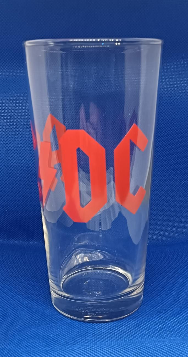 Custom Design Vinyl Red AC/DC Logo 14oz Glass.