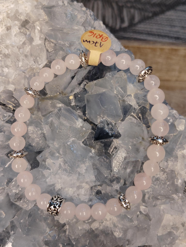 BR16-Bracelet Quartz Rose/breloques 