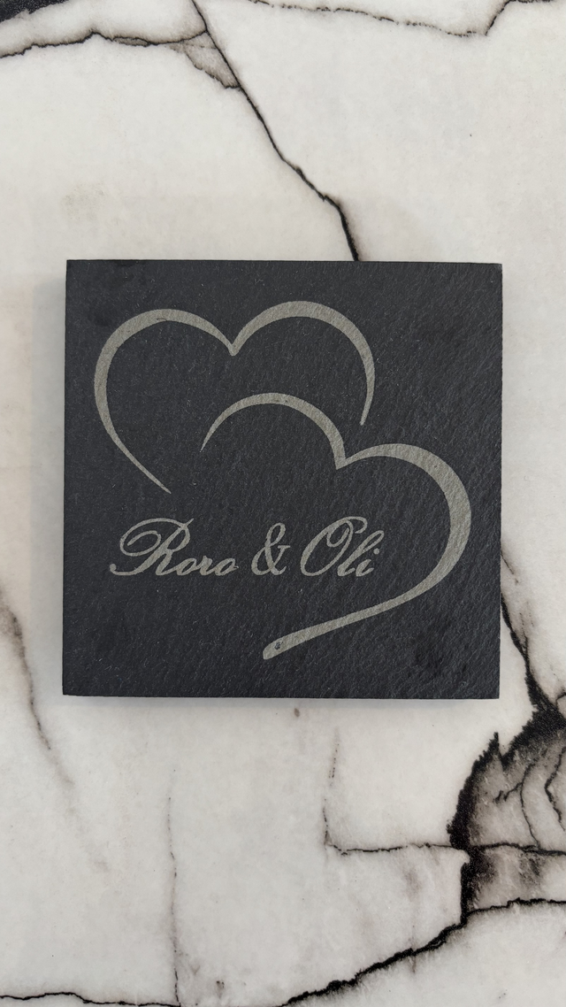 Dessous de verre gravé sur ardoise