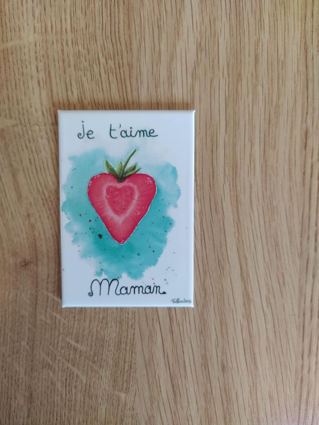 Magnet "Fraise Je t'aime Maman" 7,8 x 5,3cm