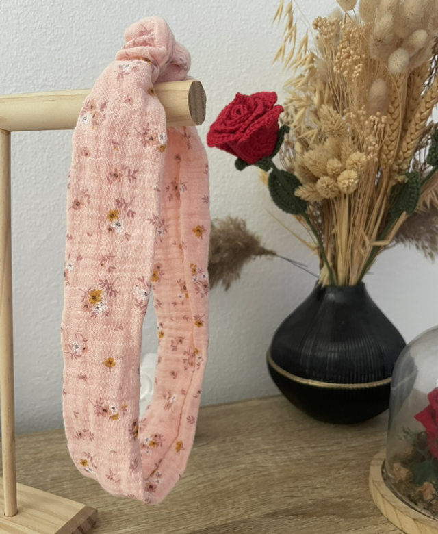 Bandeau Anna rose à fleurs 
