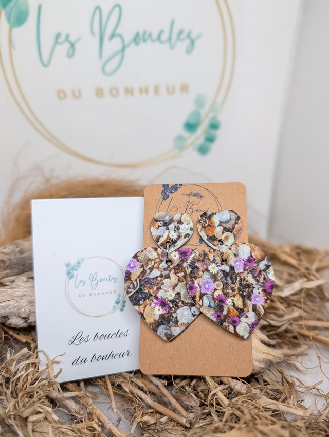 Boucles d'oreilles Louise fleurie violet lo109