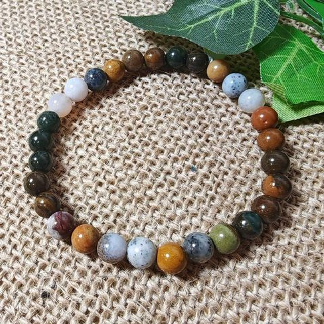 Bracelet 6mm jaspe océan A+