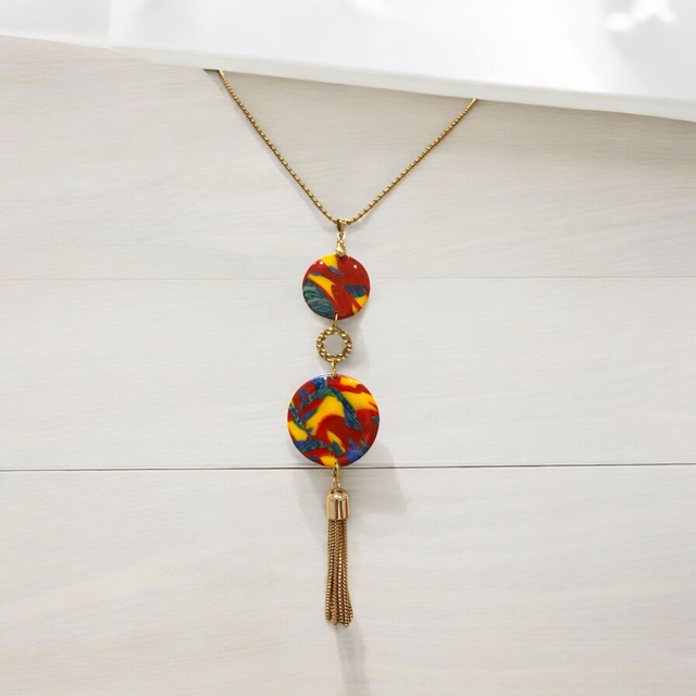 SAUTOIR TRIO TIGRE ROUGE/JAUNE/BLEU